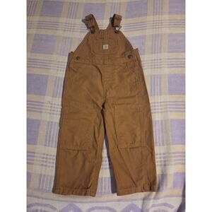 Carhartt Toddler Kids Overall Size 2T Tan 24 Months Double Knee Cotton Brown